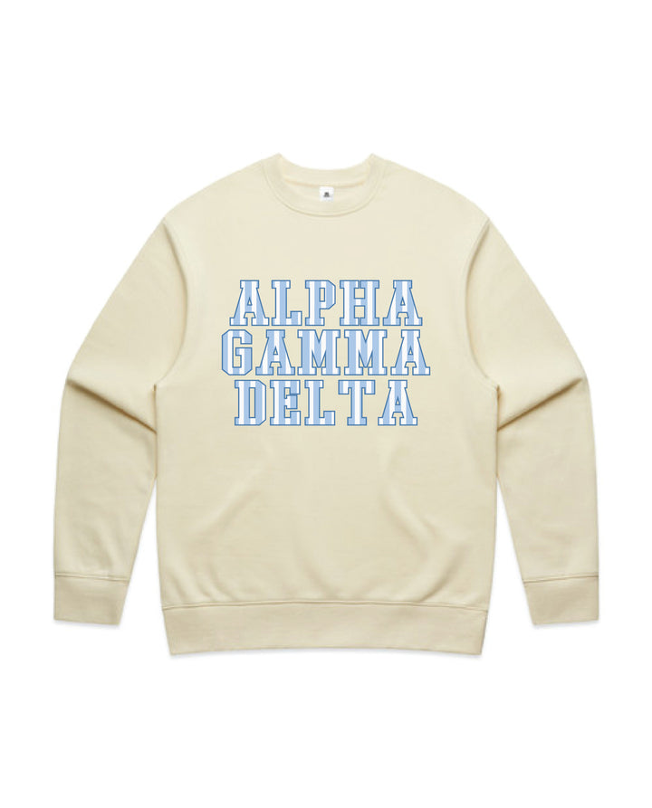 Striped Letters Heavy Weight Butter Sorority Crewneck