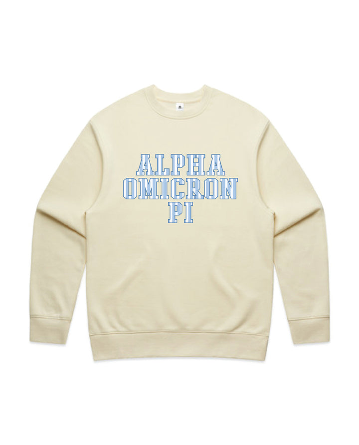 Striped Letters Heavy Weight Butter Sorority Crewneck