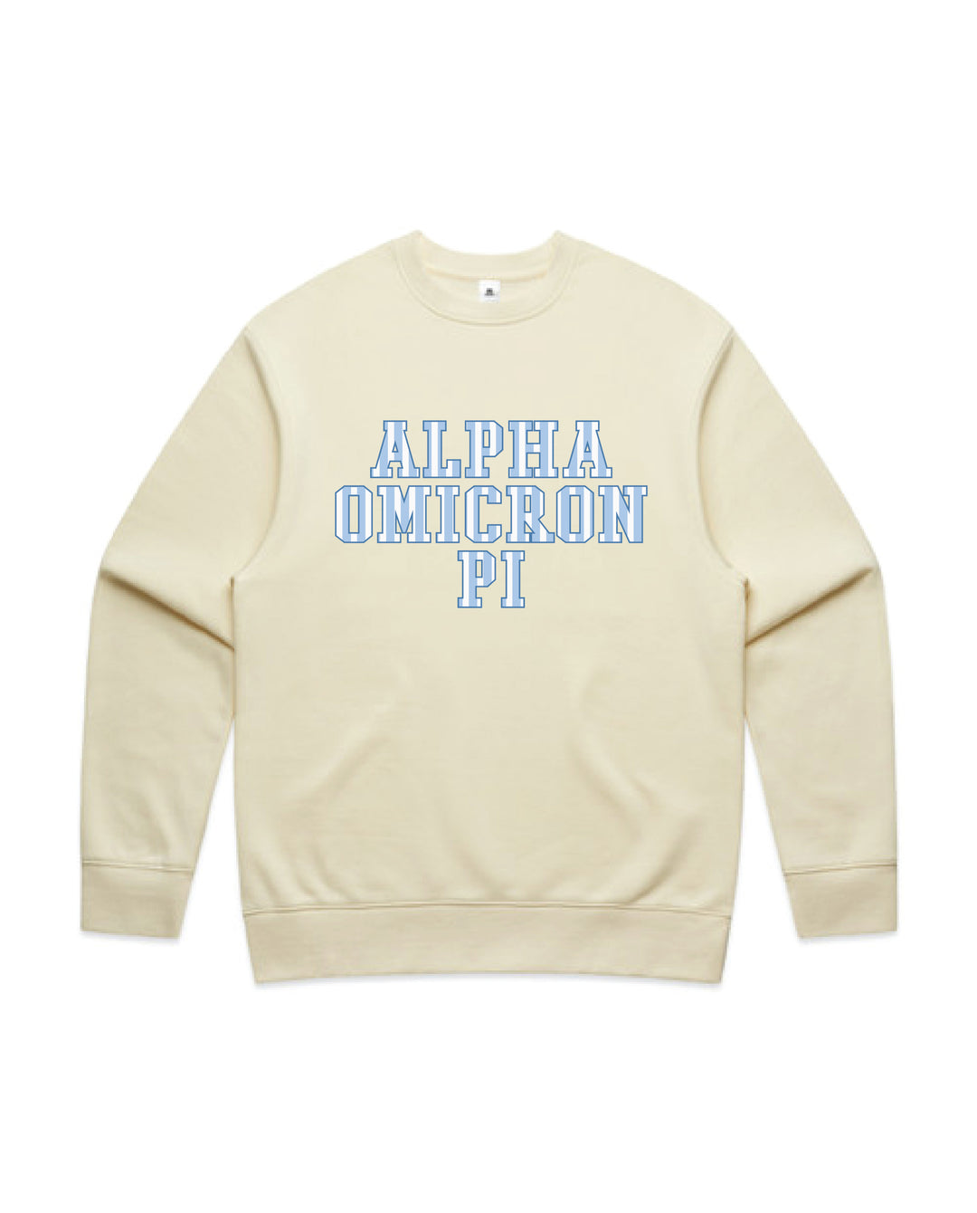 Alpha Omicron Pi Striped Butter Heavy Weight Crewneck
