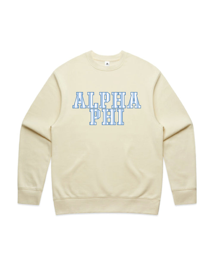 Striped Letters Heavy Weight Butter Sorority Crewneck