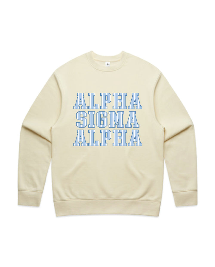 Striped Letters Heavy Weight Butter Sorority Crewneck