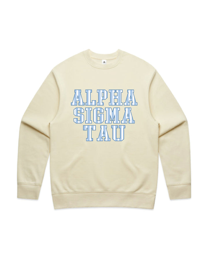 Striped Letters Heavy Weight Butter Sorority Crewneck
