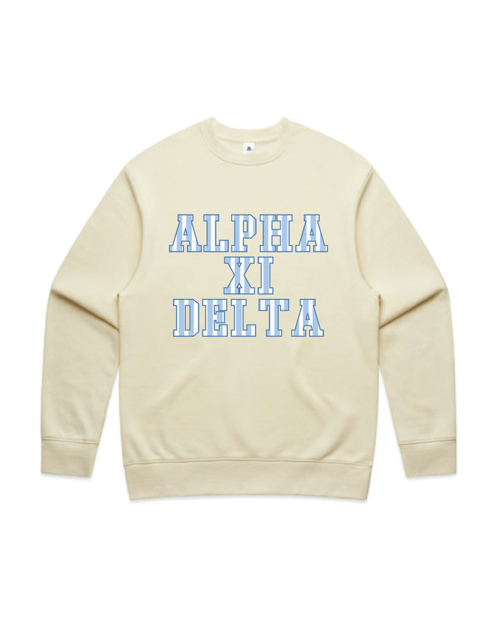 Striped Letters Heavy Weight Butter Sorority Crewneck