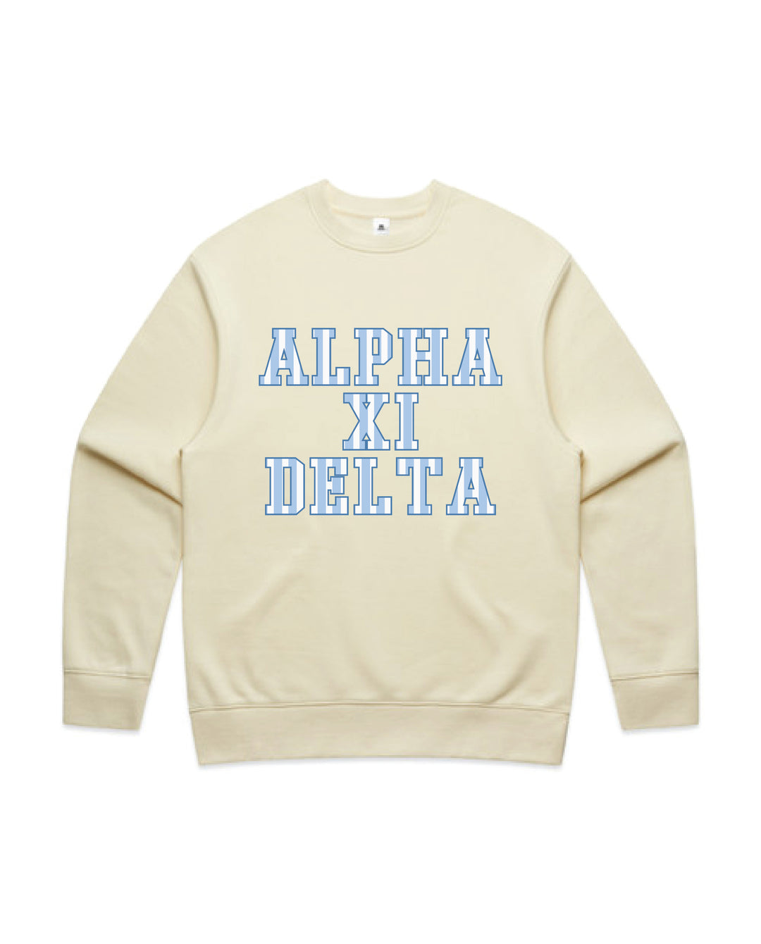 Alpha Xi Delta Striped Butter Heavy Weight Crewneck