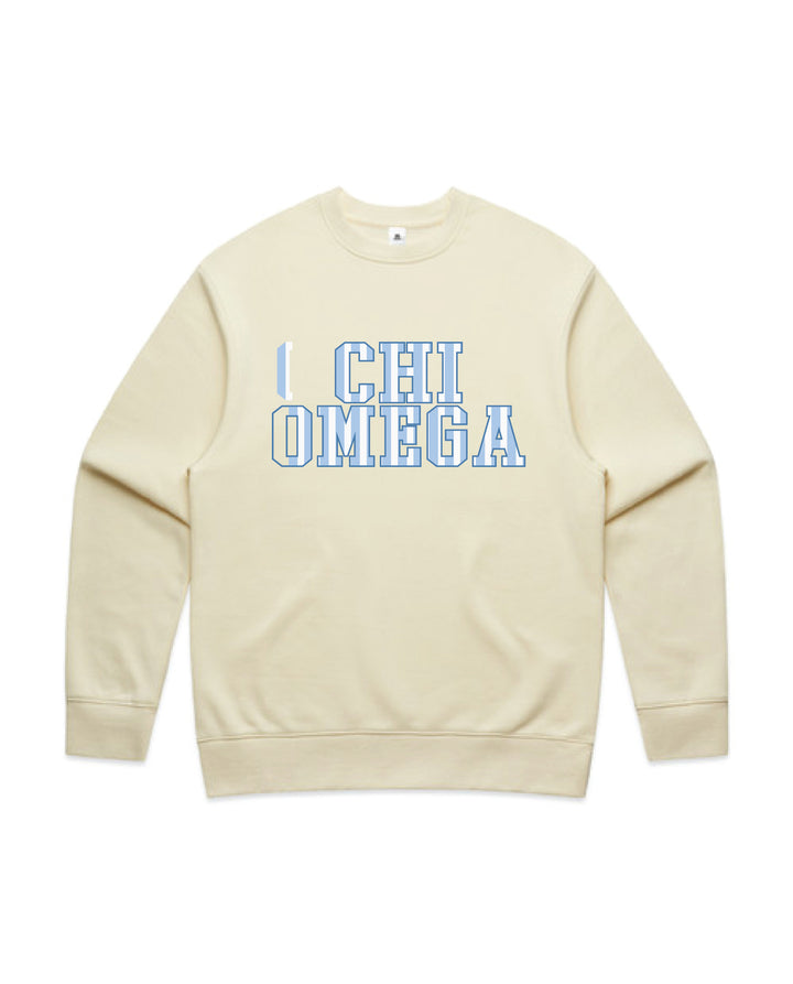 Striped Letters Heavy Weight Butter Sorority Crewneck