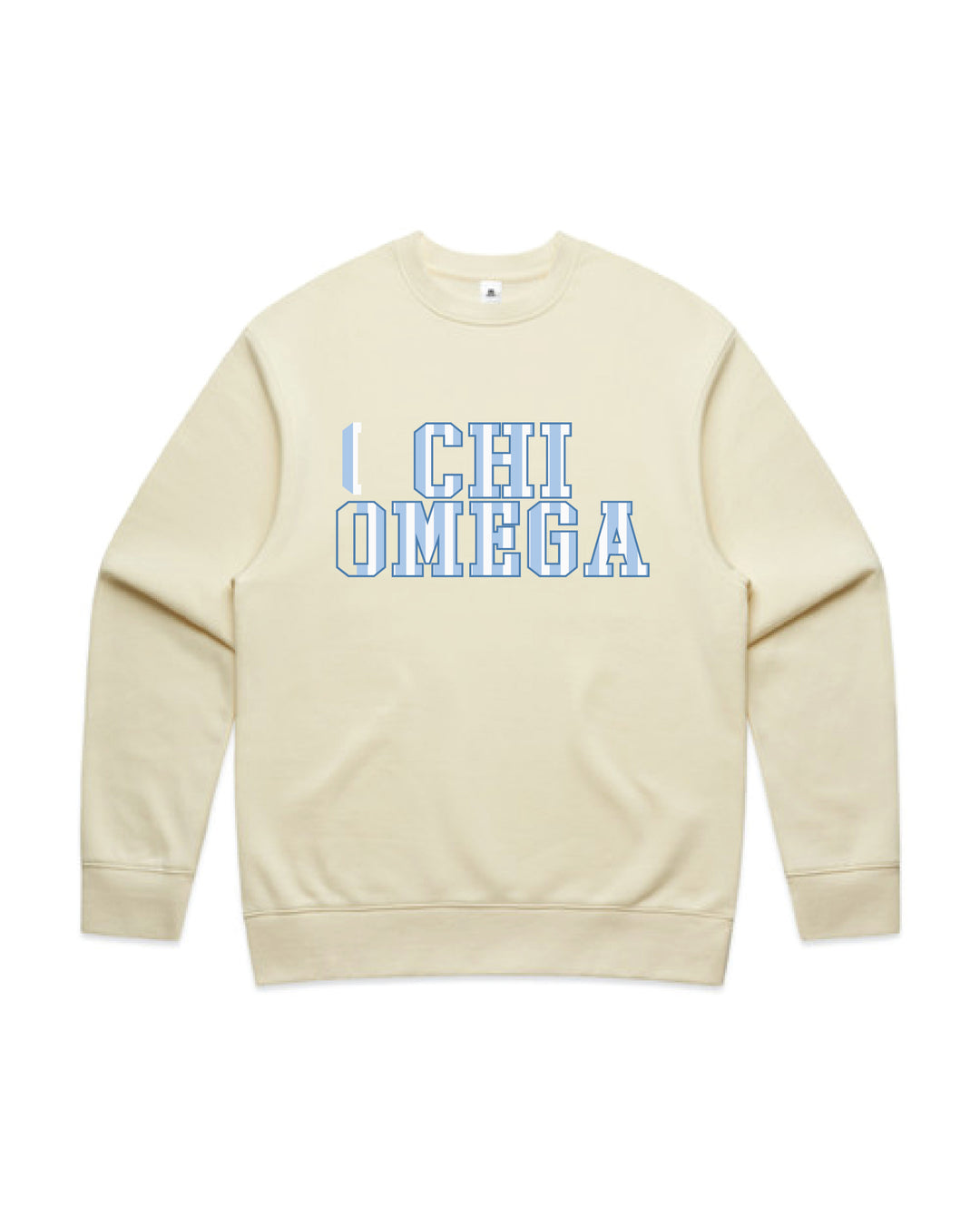 Chi Omega Striped Butter Heavy Weight Crewneck