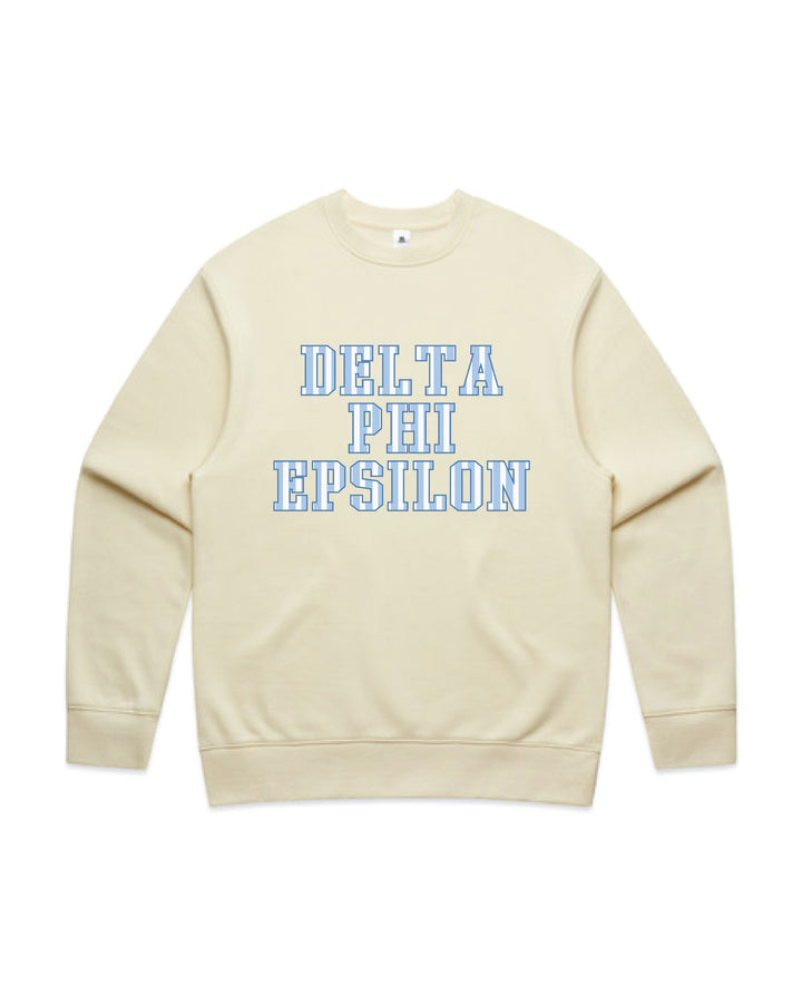 Striped Letters Heavy Weight Butter Sorority Crewneck