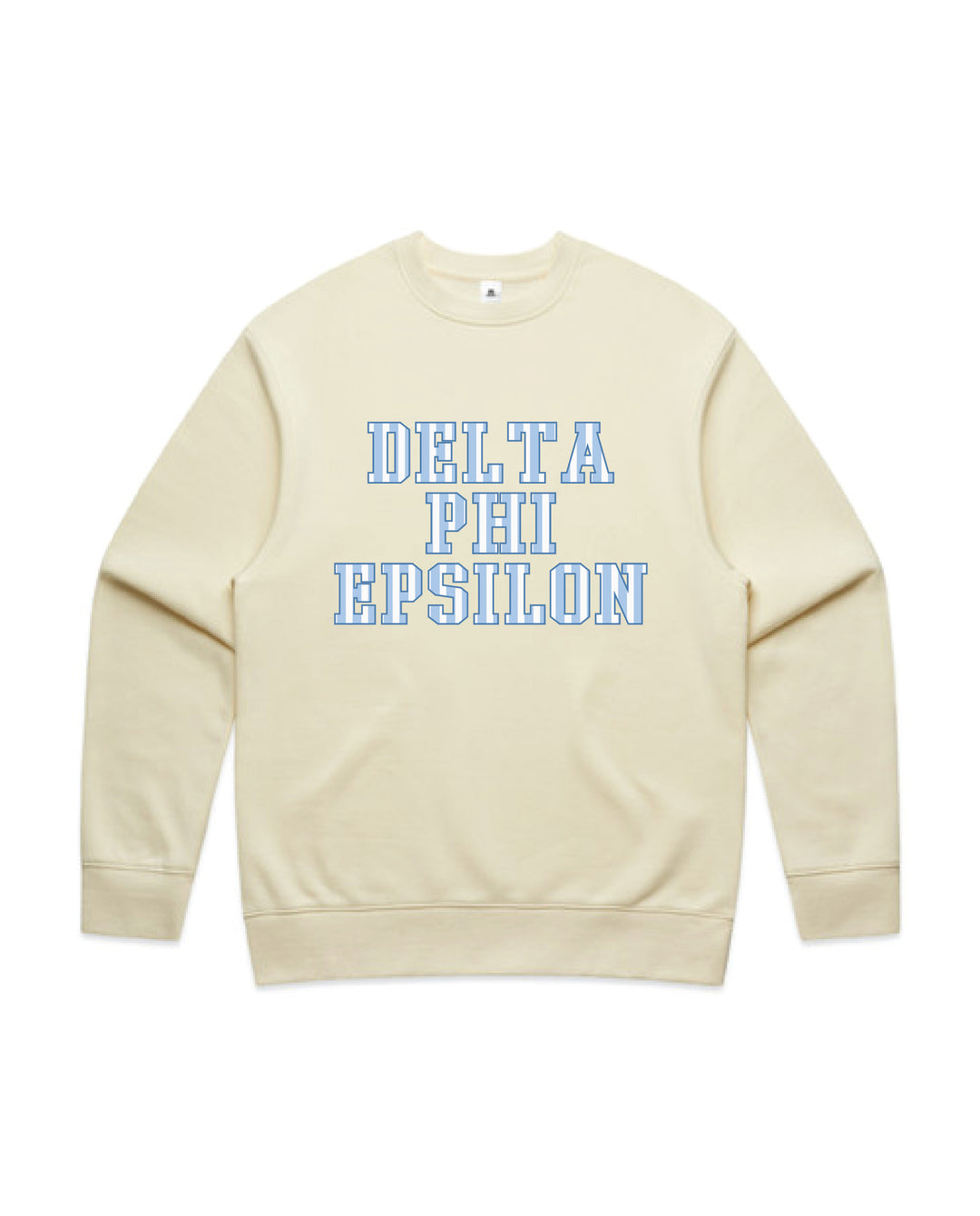 Delta Phi Epsilon Striped Butter Heavy Weight Crewneck