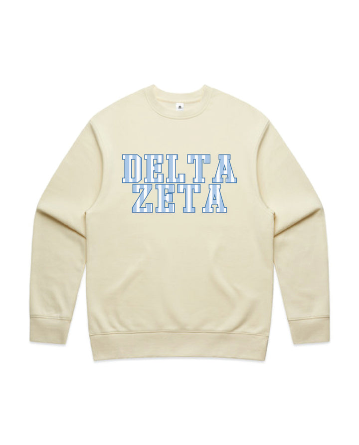 Striped Letters Heavy Weight Butter Sorority Crewneck