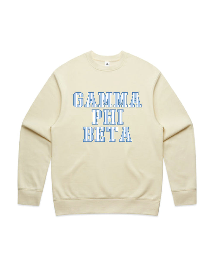Striped Letters Heavy Weight Butter Sorority Crewneck