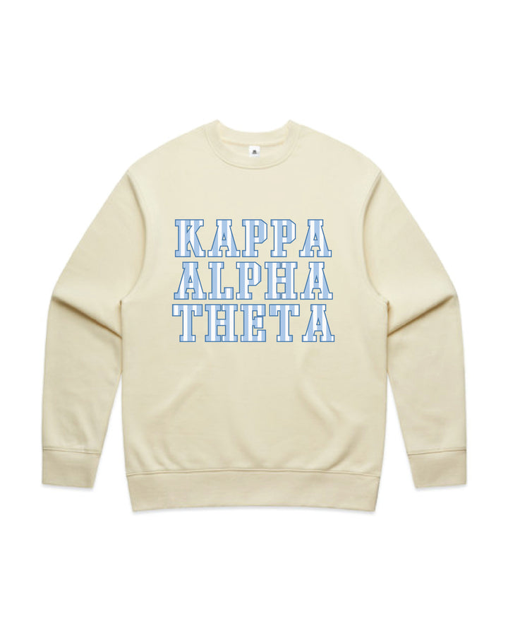 Striped Letters Heavy Weight Butter Sorority Crewneck