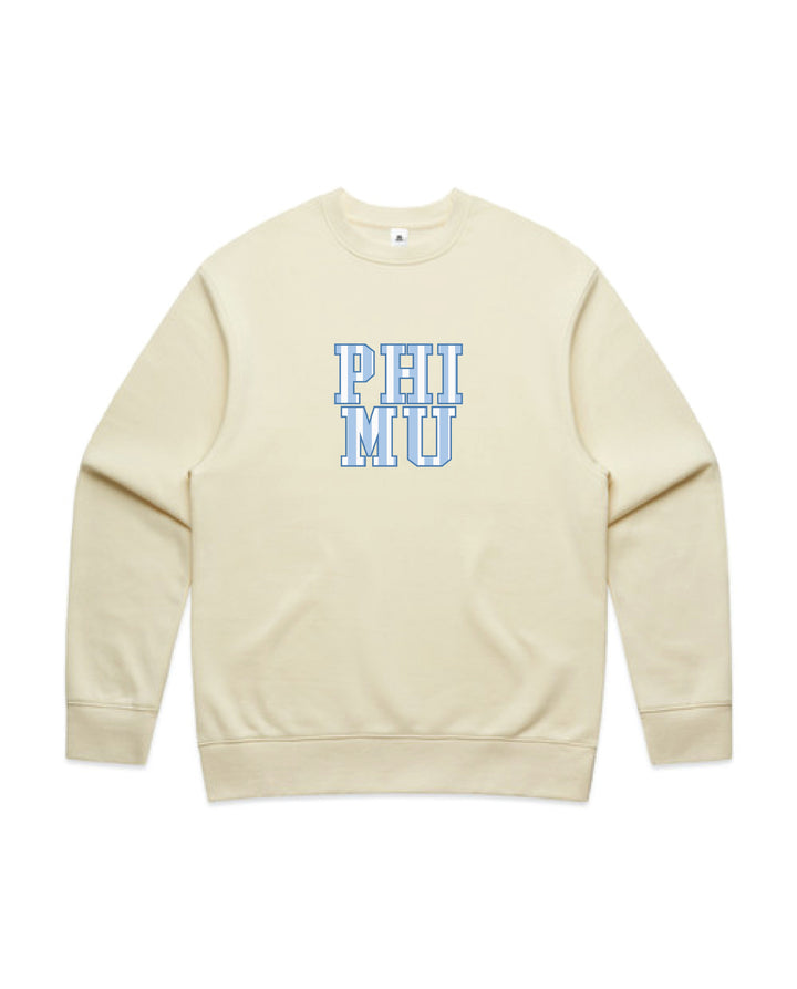 Striped Letters Heavy Weight Butter Sorority Crewneck