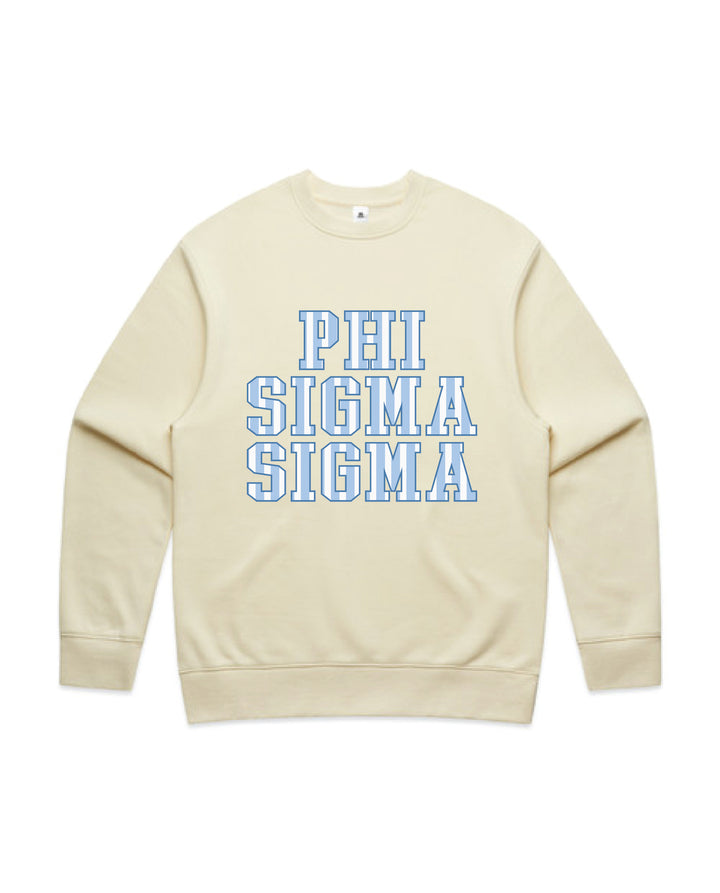 Striped Letters Heavy Weight Butter Sorority Crewneck