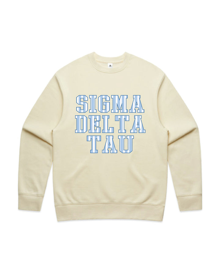 Striped Letters Heavy Weight Butter Sorority Crewneck