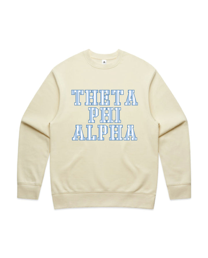 Striped Letters Heavy Weight Butter Sorority Crewneck