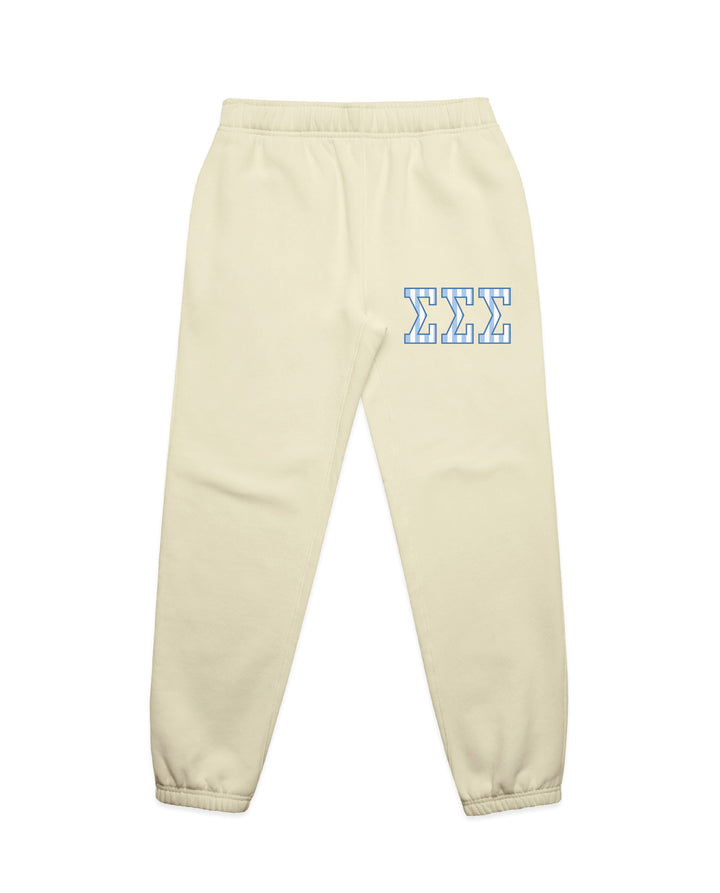 Striped Letters Heavy Weight Butter Sorority Joggers