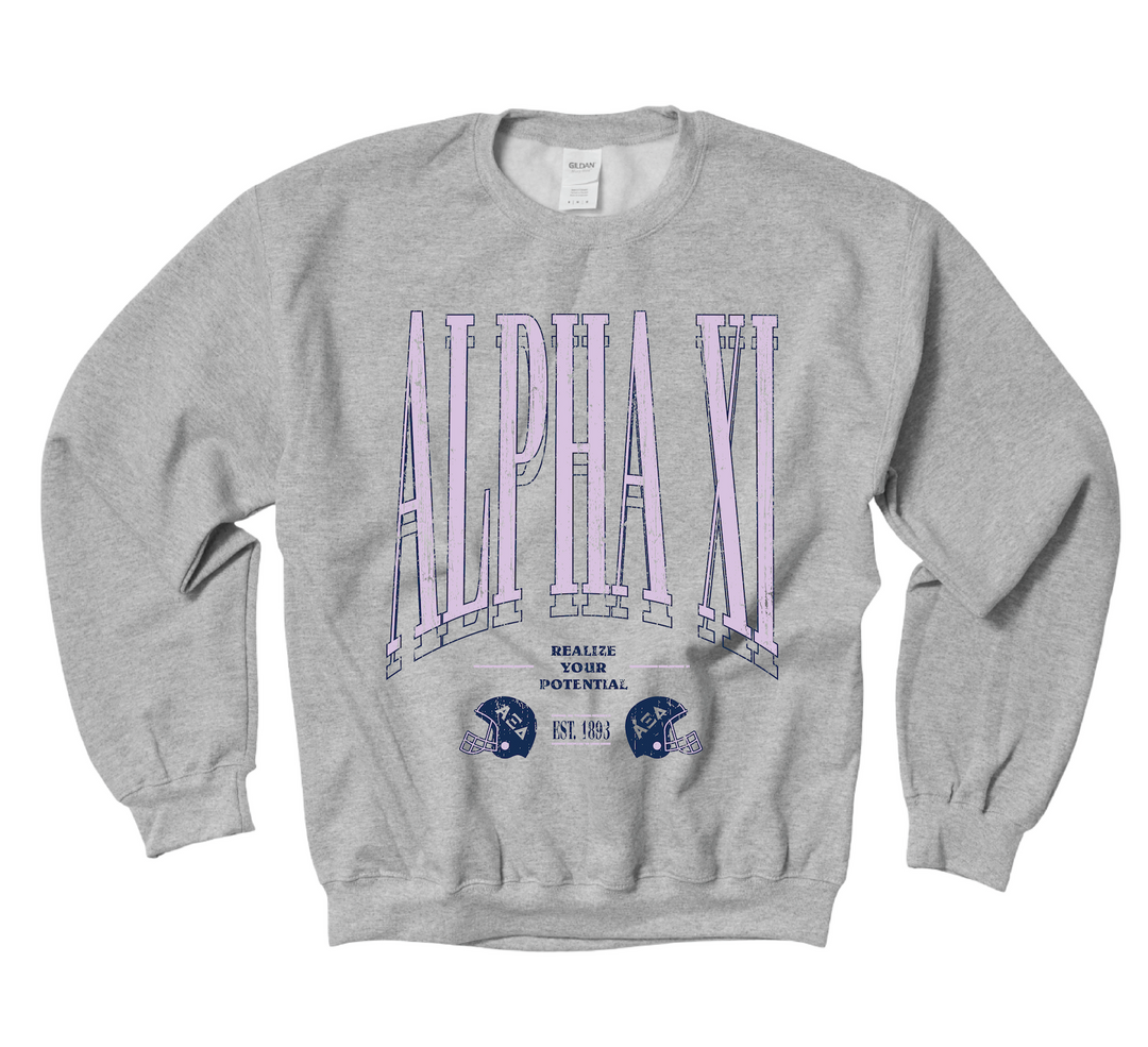 Alpha Xi Delta Lilac Football Crewneck