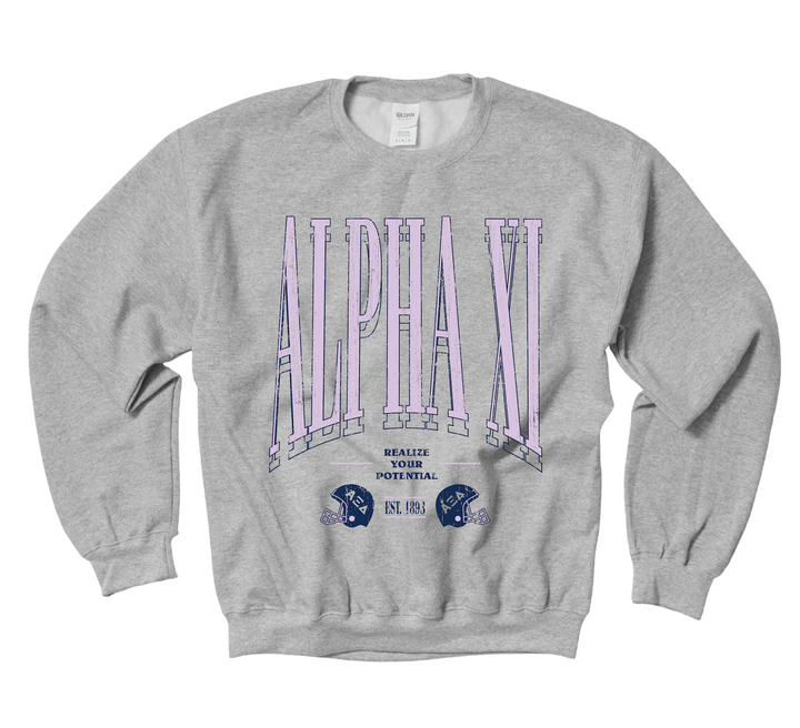 Lilac Football Sorority Crewneck - 2XL - 3XL