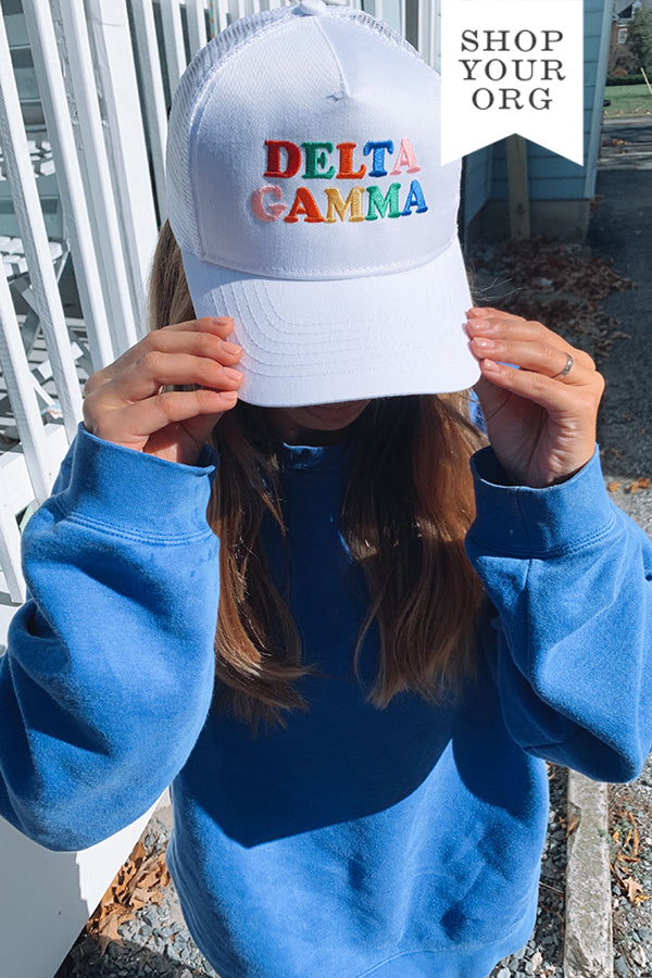 Embroidered Rainbow Sorority Trucker Hat