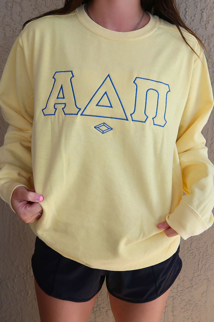 Alpha Delta Pi Embroidered Sorority Butter Crewneck
