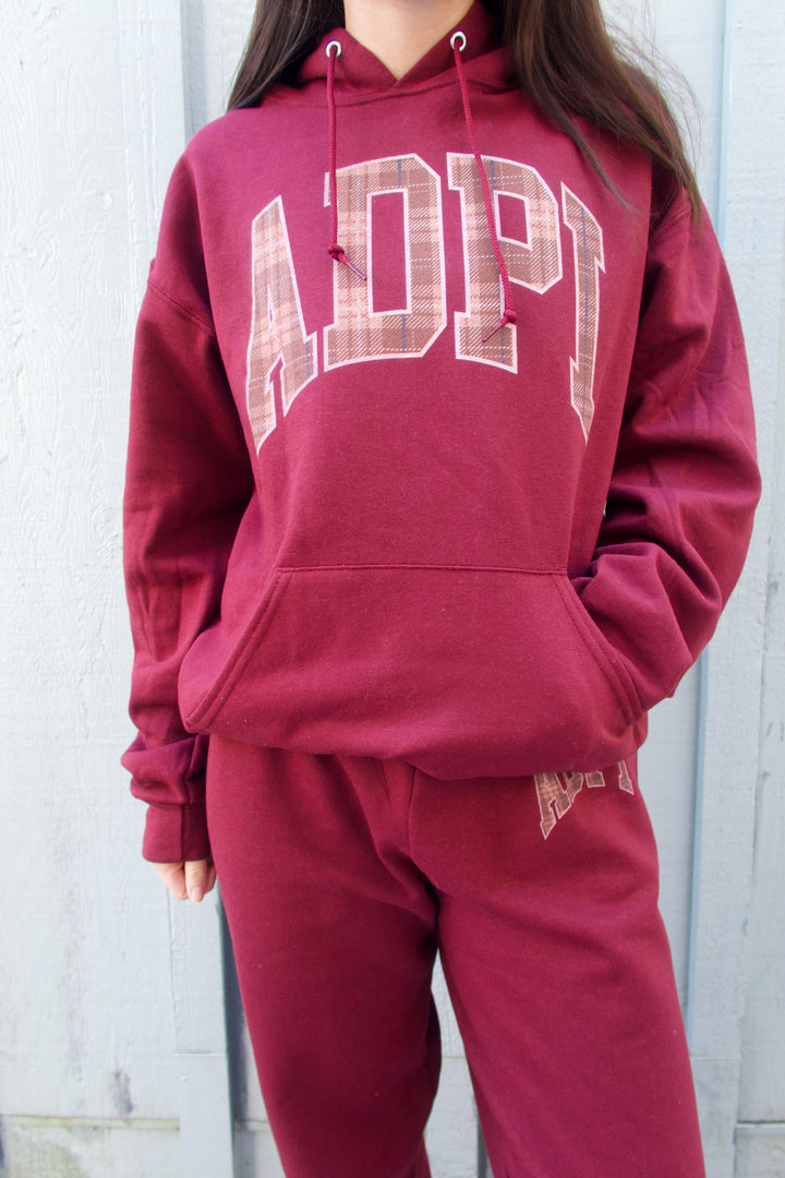 Plaid Letter Maroon Sorority Hoodie