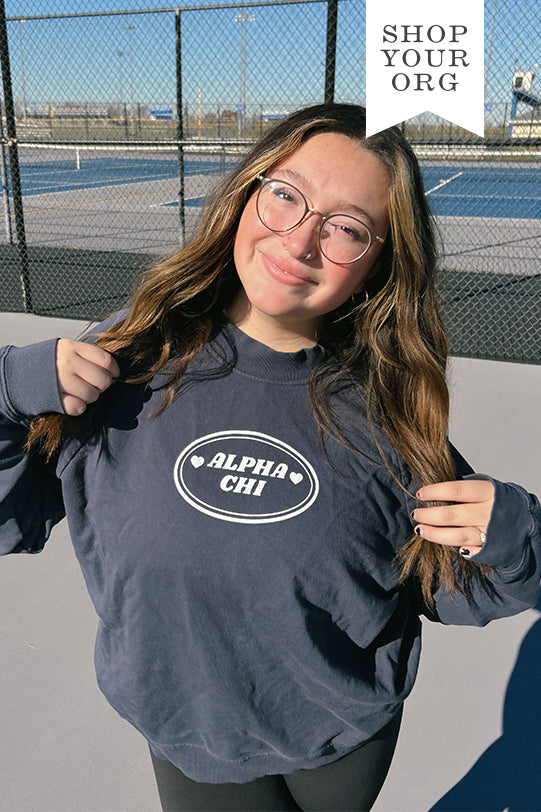 Midnight Sky Oval Mock Neck Sorority Light Weight Crewneck