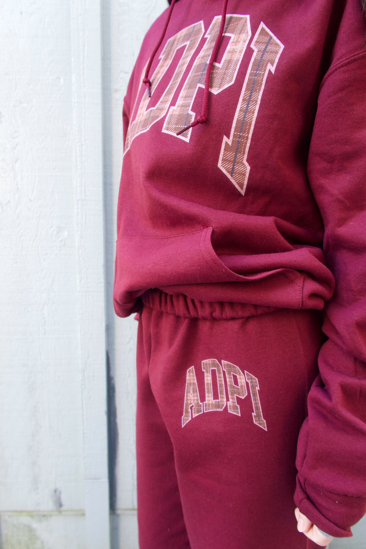 Plaid Letter Maroon Sorority Jogger