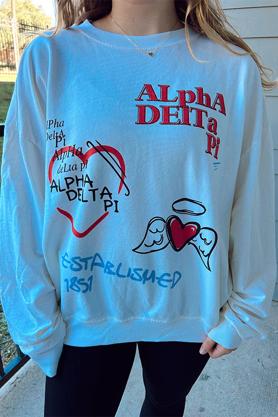 Alpha Delta Pi Vanilla Ice Graffiti Light Weight Crewneck