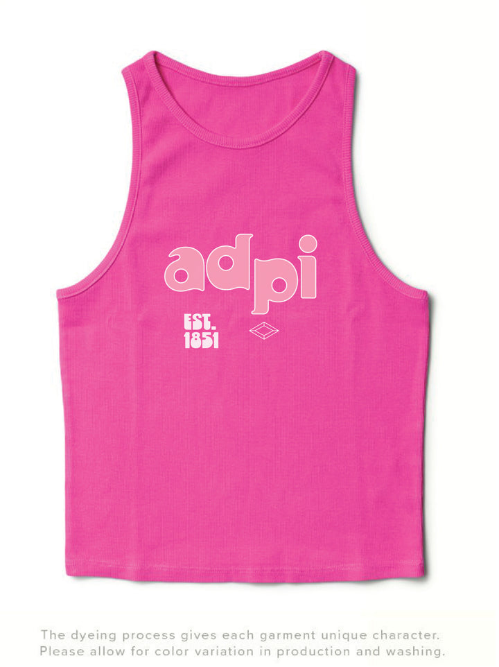 Alpha Delta Pi Ultra Pink Groovy Matching Set Tank