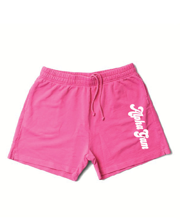 Ultra Pink Script Sorority Shorts