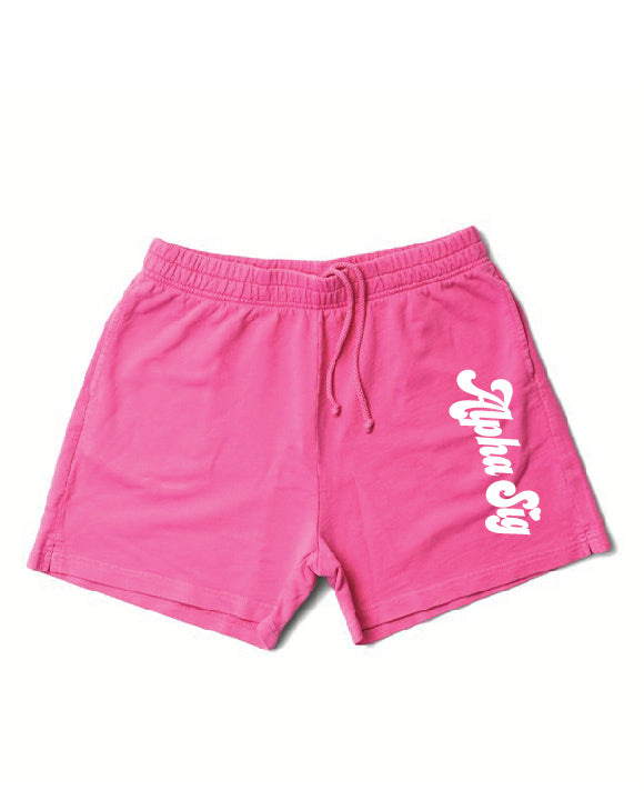 Ultra Pink Script Sorority Shorts