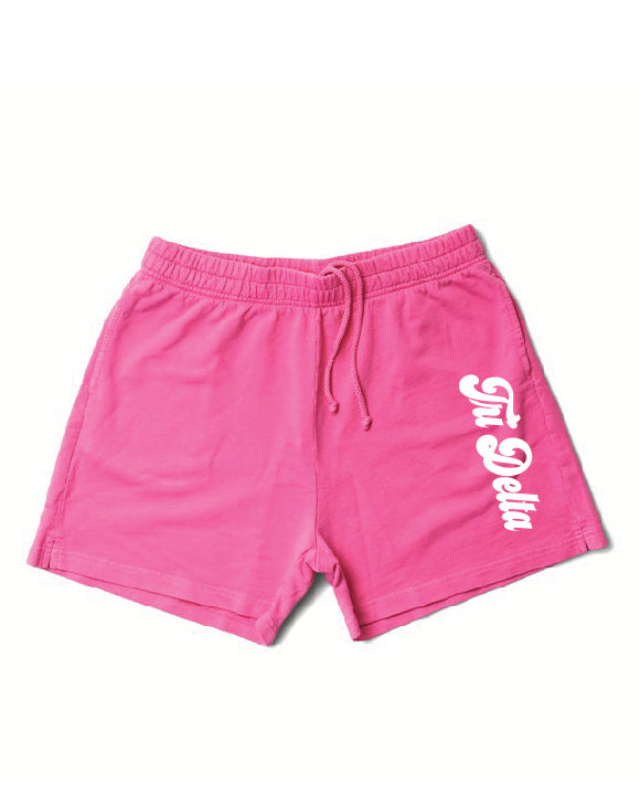 Ultra Pink Script Sorority Shorts