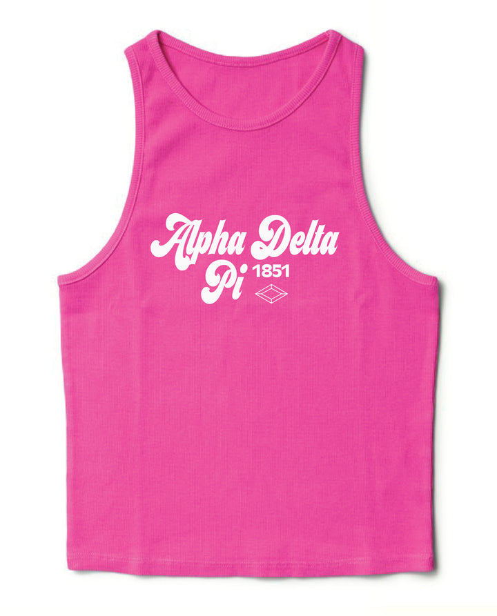 Ultra Pink Script Sorority Tank
