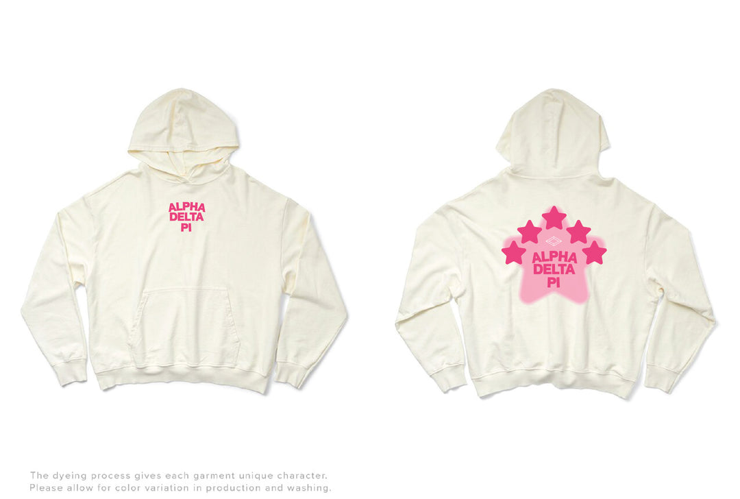 Alpha Delta Pi Vanilla Ice Pink Star Matching Set Light Weight Hoodie