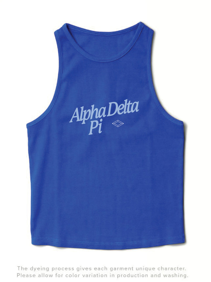 Alpha Delta Pi Varsity Blue Slanted Matching Set Tank