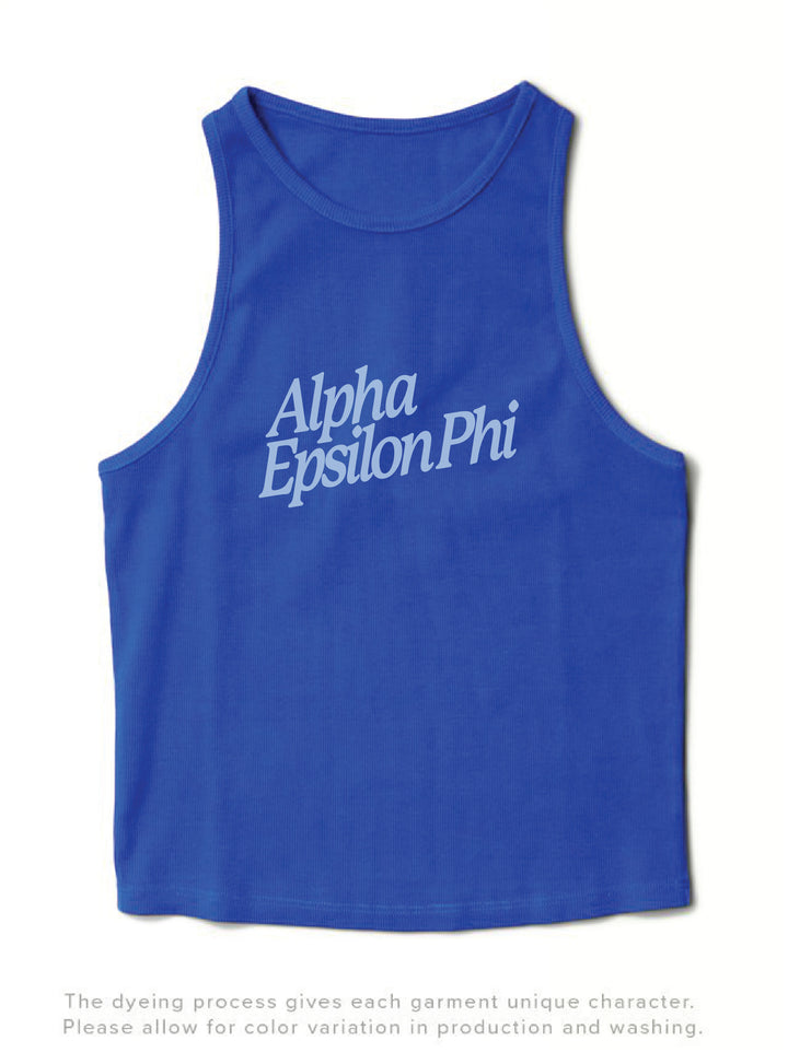 Varsity Blue Slanted Matching Set Tank