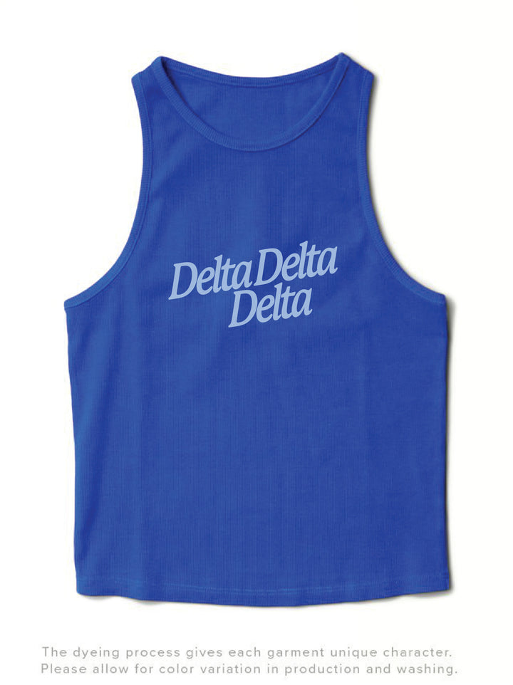 Varsity Blue Slanted Matching Set Tank