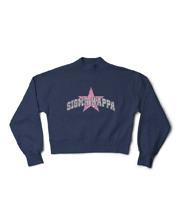 Varsity Star Mock Neck Sorority Crewneck