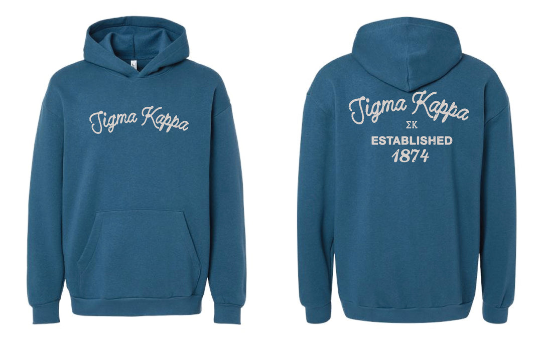 Vintage Blue Sorority Hoodie - 2XL - 3XL