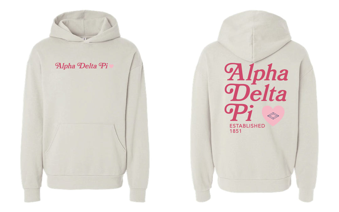 Alpha Delta Pi Heart Ivory Hoodie