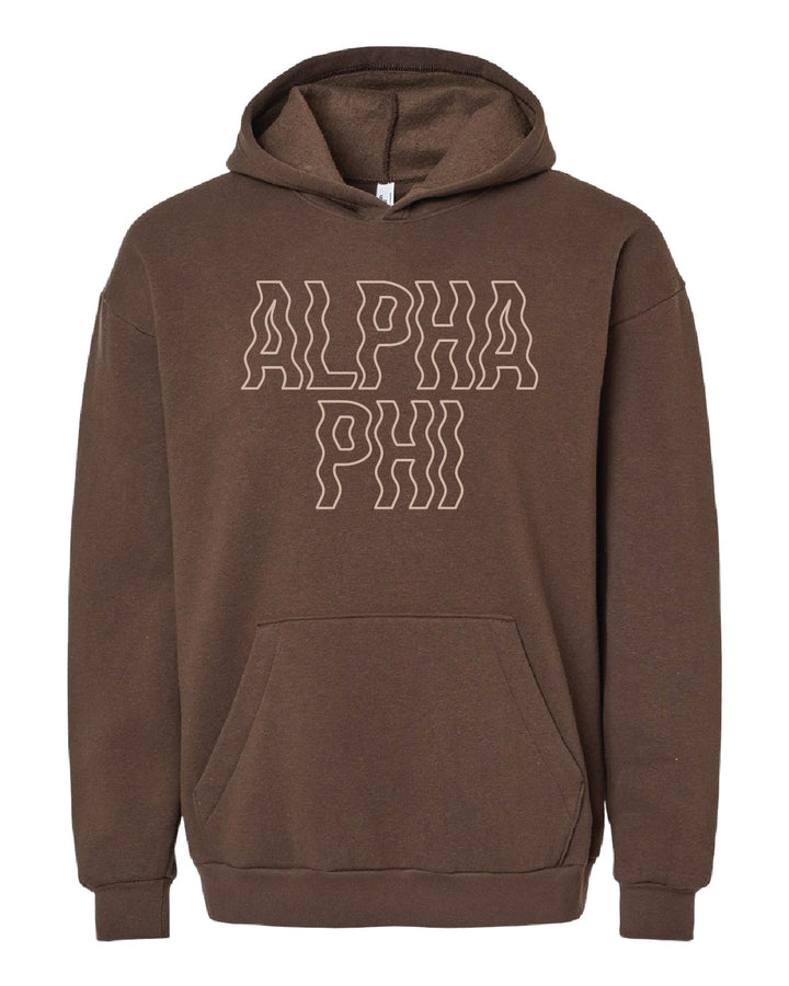 Brown Wavy Embroidered Sorority Hoodie