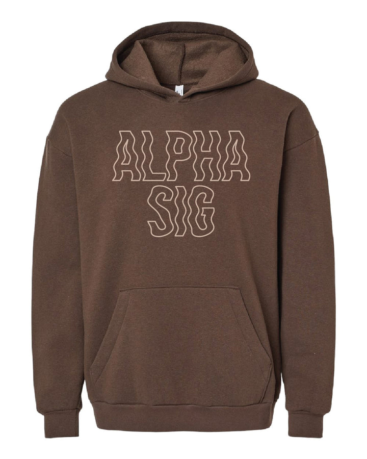 Brown Wavy Embroidered Sorority Hoodie - 2XL - 3XL