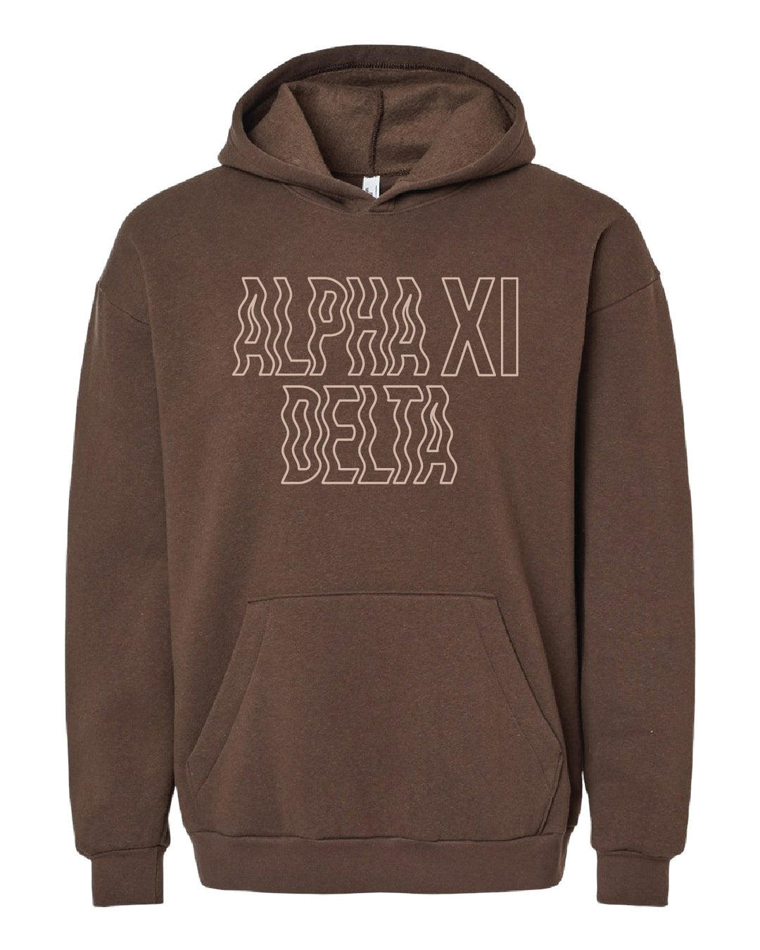 Brown Wavy Embroidered Sorority Hoodie - 2XL - 3XL