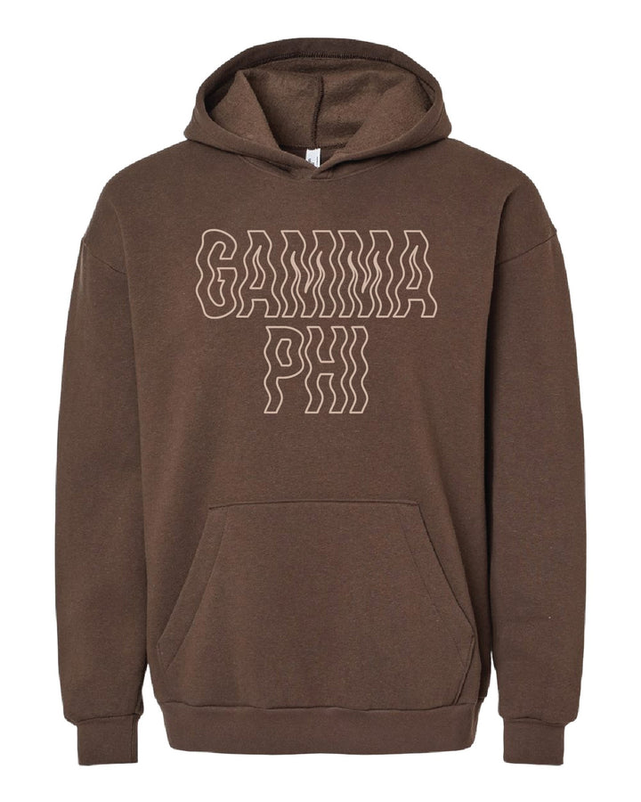 Brown Wavy Embroidered Sorority Hoodie