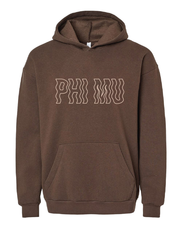 Brown Wavy Embroidered Sorority Hoodie