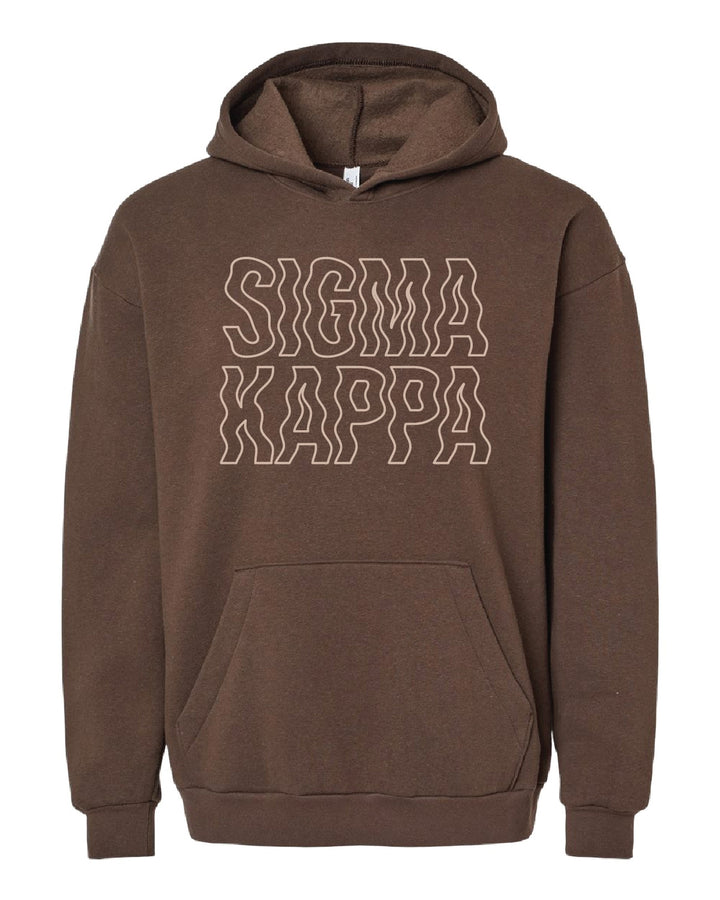 Brown Wavy Embroidered Sorority Hoodie