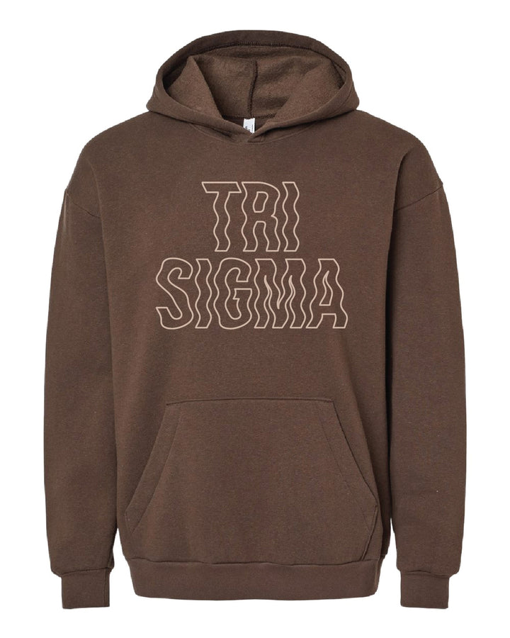 Brown Wavy Embroidered Sorority Hoodie