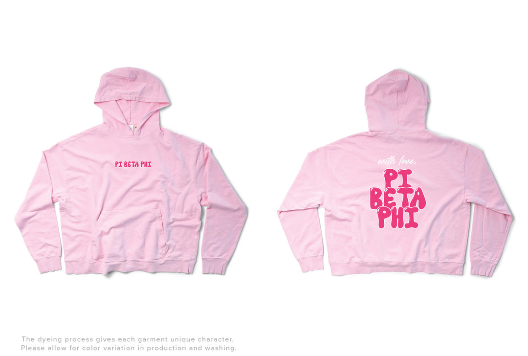 With Love Sorority Light Weight Bubblegum Hoodie