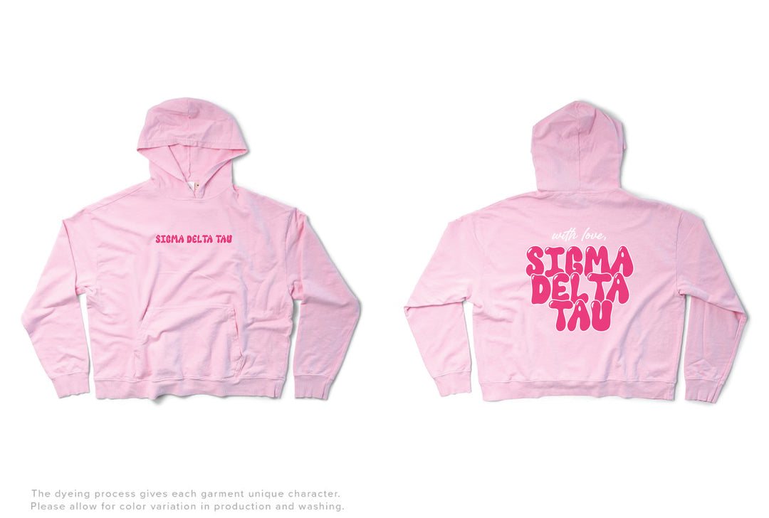 With Love Sorority Light Weight Bubblegum Hoodie