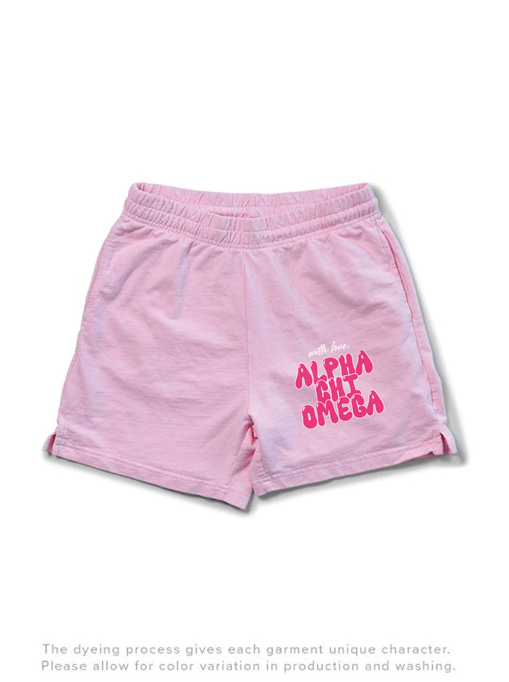 With Love Sorority Light Weight Bubblegum Shorts - 2XL